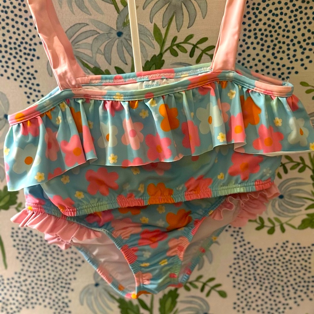 Blue and Pink Ruffled Bikini Swimwear